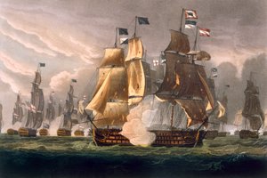 La Batalla del Cabo de San Vicente, 14 de febrero de 1797, grabado por J. Baily para 